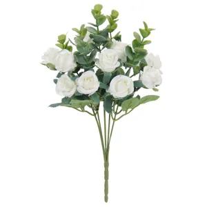 Bouquet di rose bianche artificiali fiori finti per decorazione casa festa matrimonio