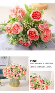 Nordic style artificial peony bouquet for home decoration wedding pink fake silk flowers