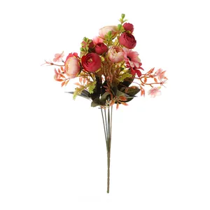 Ramo de rosas artificiales flores de seda para decoracion de boda hogar mesa centro