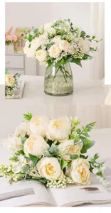 Beautiful artificial peony flower bouquet for home decoration, wedding, and indoor ornament use.