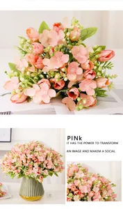 Ramo de flores artificiales tulipán rosa decoración del hogar accesorio fotográfico centro de mesa