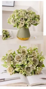 Bouquet di fiori artificiali rosa peonia decorazione casa dettaglio disposizione floreale