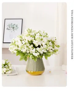 Ramo de flores artificiales de hortensia magnolia decoración del hogar accesorio foto