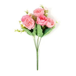 Beautiful artificial pink peony bouquet for home decoration and wedding party floral arrangements.