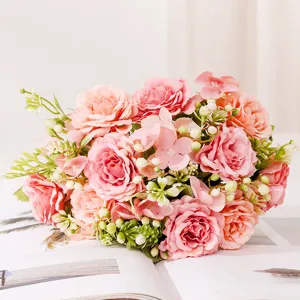 Bouquet di fiori artificiali rose di seta peonie decorazione per la casa piante