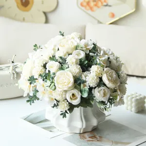 European artificial rose hydrangea peony flower bouquet home wedding decorative floral arrangement