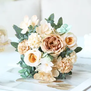 European artificial rose peony flower bouquet for home wedding decoration DIY floral arrangement.