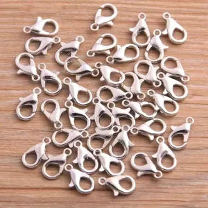 Silver lobster claw clasps for DIY jewelry making necklace bracelet findings 8x12mm