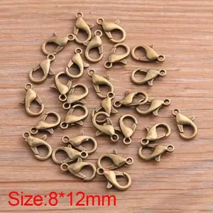 Antique bronze lobster clasps for DIY jewelry making, necklace and bracelet charms 8x12mm
