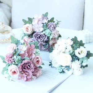 Artificial rose peony hydrangea flower bouquet home wedding decorative floral arrangement