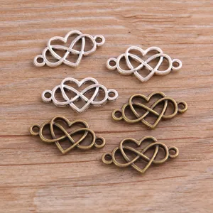 DIY Zinklegierung Herz Unendlichkeit Verbinder Charms Antik Silber Bronze Armband Zubehör Schmuckherstellung Befunde