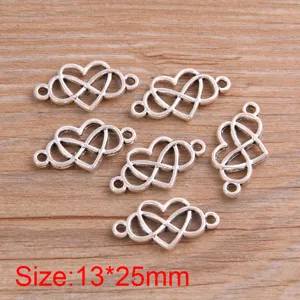 Zinklegierung Herz Unendlichkeit Verbinder Schmuckzubehör für Armbänder, Größe 13x25mm.