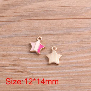 Gedetailleerde opname van DIY legering snoepkleur ster geëmailleerde hanger 12x14mm