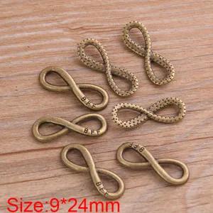Detailansicht antike Bronze Legierung Unendlichkeit BFF Verbinder Schmuckzubehör 9x24mm.