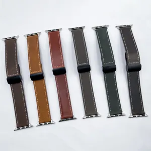 Cinturino in vera pelle con chiusura magnetica pieghevole compatibile Apple Watch.