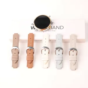 Replacement leather watch straps with metal buckles and watch dial for smart watch accessories.