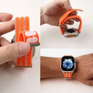 Bracelet de montre en nylon respirant orange de rechange compatible accessoires montre connectée