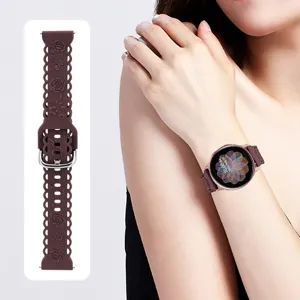 20mm Silicone Watch Strap Floral Hollow Rose Replacement Band Compatible with Smartwatches