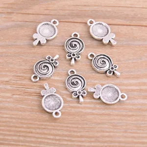 Silver alloy lollipop bow charms DIY jewelry making accessories 10x18mm wholesale pendants