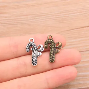 Alloy Christmas candy cane charms bow pendants DIY jewelry making accessories 2 colors