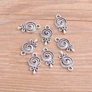 Silver alloy lollipop charms pendants with bow for DIY jewelry making and craft projects detail view
