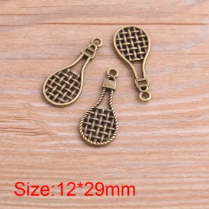 Bronze Tennisschläger Anhänger DIY Legierung Schmuck Zubehör Zubehörteile 12x29mm.
