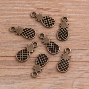 Bronze pineapple metal charms pendants for DIY jewelry making handmade craft accessories detail view
