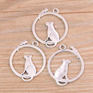 Silber Legierung Tier Anhänger DIY Schmuck Zubehör Handwerk Charms Runde Ring Befunde