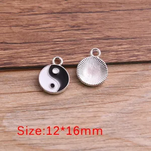 Yin Yang pendant alloy drop oil tai chi charm DIY jewelry accessories size 12x16mm