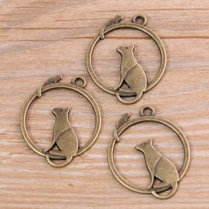 Antike Bronze Legierung Känguru Tier Anhänger rund DIY handgemachte Schmuck Zubehör Teile