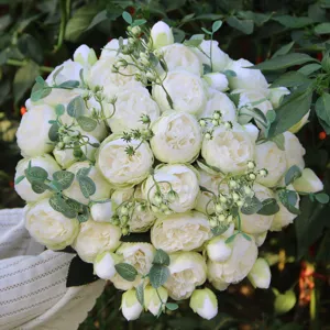 White artificial peony rose bouquet Korean style fake flowers for home wedding decor 1pc