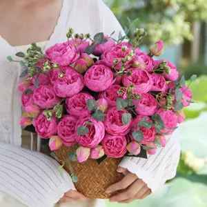 Korean style artificial peony and rose flower bouquet, perfect for home decor and wedding arrangement.