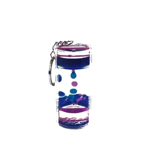 Dual-color liquid oil timer keychain pendant, transparent floating drop novelty toy gift.