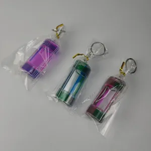 Creative double color liquid oil drop keychain cute floating oil timer keyring toy gift
