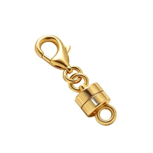 14K gold-plated magnetic jewelry clasp with lobster hook for DIY necklace and bracelet making.