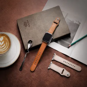 Vintage Genuine Leather Watch Band Studded Replacement Wristband Compatible With Smartwatch For Men And Women