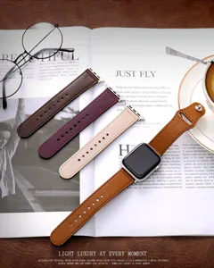 Vintage genuine leather replacement watch strap band compatible for Apple Watch Series.