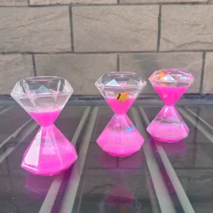 Creatieve grote diamanten vloeibare zandloper bureaudecoratie acryl olie lek speelgoed cadeau.