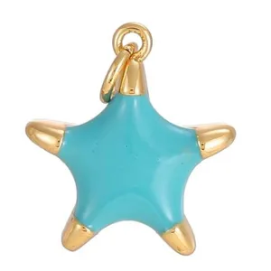 14K vergulde geemailleerde vijfhoekige ster hanger voor DIY handgemaakte sieraden