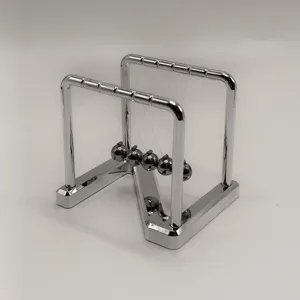 Metal Newton cradle balance balls desk toy, unique Z-shape frame physics pendulum ornament.