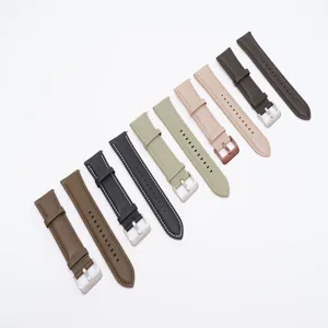 Bracelet de Montre en Cuir Véritable Remplacement Bracelet Smartwatch Avec Boucle Métallique Bracelet Classique Business Décontracté