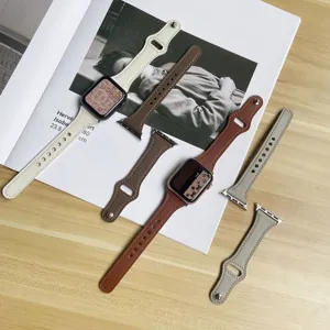 Leather strap for Apple Watch stylish slim genuine leather watch band replacement