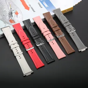 Replacement leather watch straps set in multiple colors with metal buckles for smartwatches