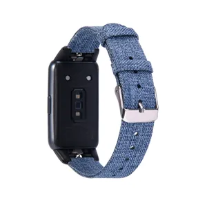 Bracelet de rechange en toile pour montre Huawei, accessoire bleu élégant et décontracté.