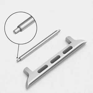 Stainless steel watch strap connector and spring bar for Apple Watch replacement and repair.