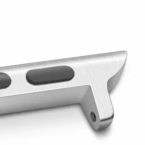 Stainless steel adapter strap connector detail close-up view for smart watch accessories