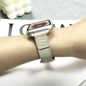 Δερμάτινο λουράκι για Apple Watch με χαριτωμένο αρκουδάκι, κομψό και ανθεκτικό.