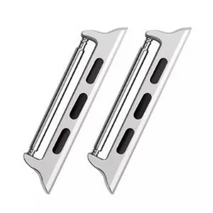 Stainless steel watch strap adapter compatible with Apple Watch, durable metal replacement link.