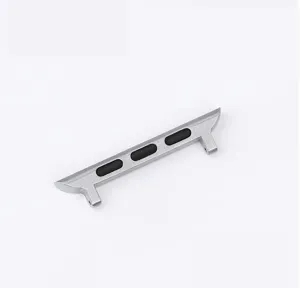 Stainless steel watch band adapter connector detail view for smart watch accessory.