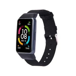 Bracelet de rechange en toile tissée compatible avec tracker de fitness noir classique.